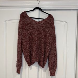 Oversized back laced off the shoulder sweater